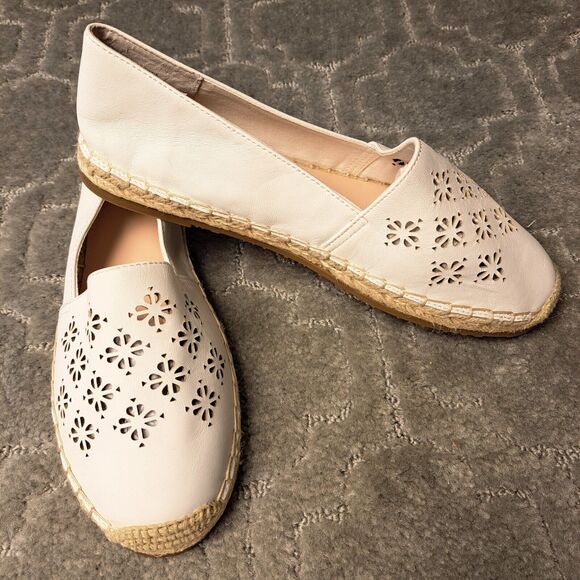 Kate Spade Garcia Cut Out White Leather Espadrille Flats WOMENS SIZE 9M comfort - Picture 6 of 12